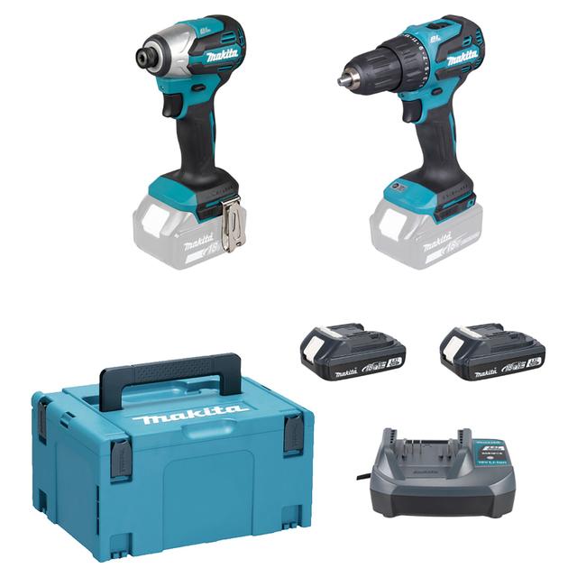 KIT TRAPANO BATTENTE MAKITA 18V E MASSA BATTENTE DLX2580V01 2 BATTERIE LITIO 2 Ah | Tecnomat KIT TRAPANO BATTENTE MAKITA 18V E MASSA BATTENTE DLX2580V01 2 BATTERIE LITIO 2 Ah - 2 | Tecnomat