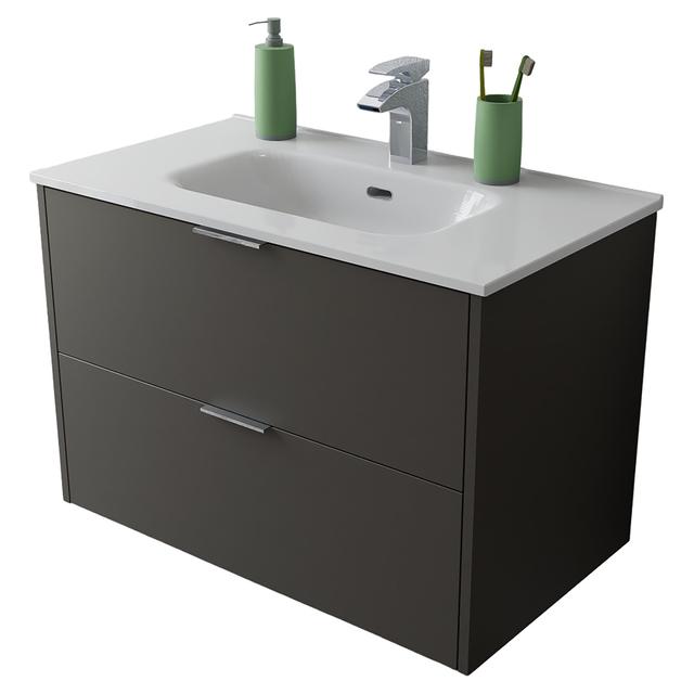 BASE CON LAVABO RIO ANTRACITE 2 CASSETTI 80x54x46 cm (LxHxP) SOFT CLOSE MANIGLIA ACCIAIO | Tecnomat BASE CON LAVABO RIO ANTRACITE 2 CASSETTI 80x54x46 cm (LxHxP) SOFT CLOSE MANIGLIA ACCIAIO - 2 | Tecnomat
