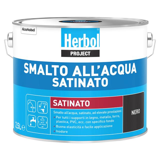 SMALTO ACQUA SATINATO HERBOL NERO 2,5 l 9-11 m²/l PER MANO | Tecnomat SMALTO ACQUA SATINATO HERBOL NERO 2,5 l 9-11 m²/l PER MANO - 2 | Tecnomat