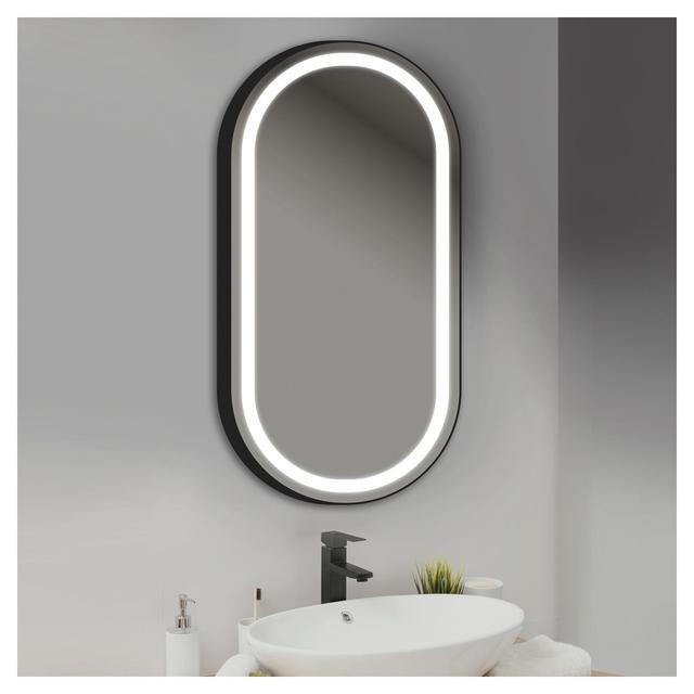 SPECCHIO OLEK OVALE 45x90cm CORNICE NERA RETROILLUMINATO REVERSIBILE STRIP LED 20 W LUCE FREDDA | Tecnomat SPECCHIO OLEK OVALE 45x90cm CORNICE NERA RETROILLUMINATO REVERSIBILE STRIP LED 20 W LUCE FREDDA | Tecnomat