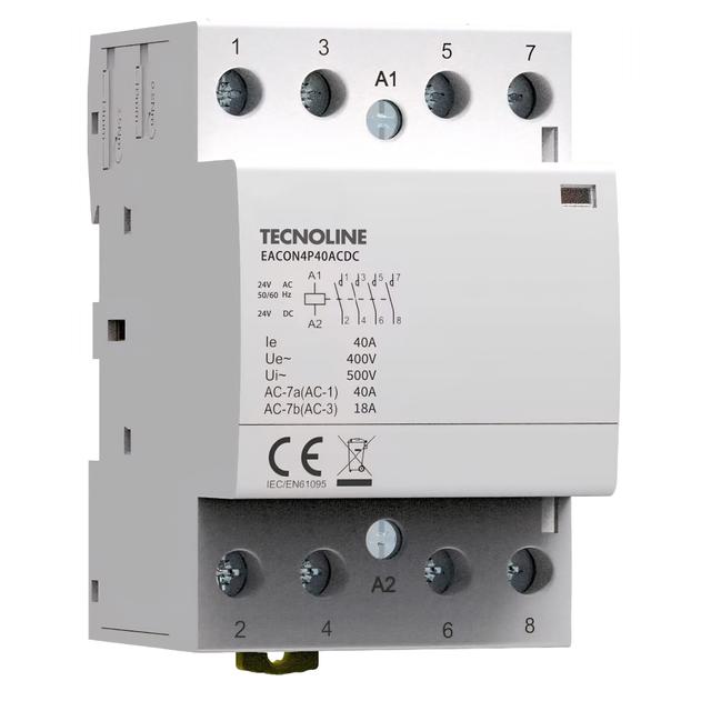 CONTATTORE TECNOLINE 4P 40A 4NO 24AC/DC 3 MODULI | Tecnomat CONTATTORE TECNOLINE 4P 40A 4NO 24AC/DC 3 MODULI - 2 | Tecnomat