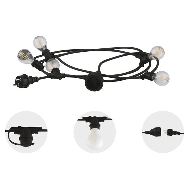CATENA LUMINOSA 5xE27 CON SPINA SCHUKO 5 m COLORE NERO IP54 | Tecnomat CATENA LUMINOSA 5xE27 CON SPINA SCHUKO 5 m COLORE NERO IP54 - 2 | Tecnomat