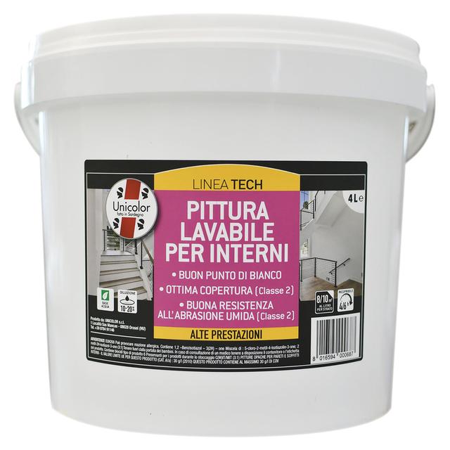 PITTURA LAVABILE UNICOLOR BIANCA 4 l IDEALE PER SOGGIORNI CAMERE 5-6 m² CON 1 l A 2 MANI | Tecnomat PITTURA LAVABILE UNICOLOR BIANCA 4 l IDEALE PER SOGGIORNI CAMERE 5-6 m² CON 1 l A 2 MANI | Tecnomat