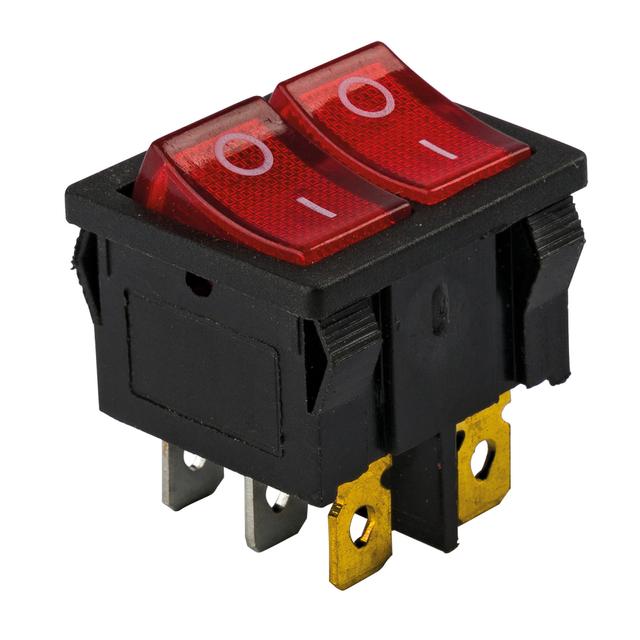 DOPPIO INTERRUTTORE LUMINOSO 6A COLORE ROSSO TERMINALI FASTON 4,8 mm AD INCASSO 250V | Tecnomat DOPPIO INTERRUTTORE LUMINOSO 6A COLORE ROSSO TERMINALI FASTON 4,8 mm AD INCASSO 250V | Tecnomat