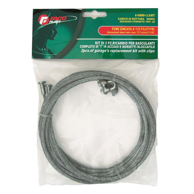 FUNE ACCIAIO FA.CO.PLAST BASCULANTI BOX Ø 4 mm 3,5 m 2 PEZZI TERMINALE GANCIO T | Tecnomat FUNE ACCIAIO FA.CO.PLAST BASCULANTI BOX Ø 4 mm 3,5 m 2 PEZZI TERMINALE GANCIO T - 2 | Tecnomat