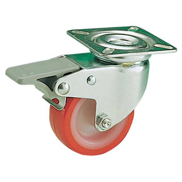 RUOTA Ø 60 mm PORTATA 50 kg CON FRENO NYLON ROSSO SUPPORTO A PIASTRA GIREVOLE | Tecnomat RUOTA Ø 60 mm PORTATA 50 kg CON FRENO NYLON ROSSO SUPPORTO A PIASTRA GIREVOLE - 2 | Tecnomat