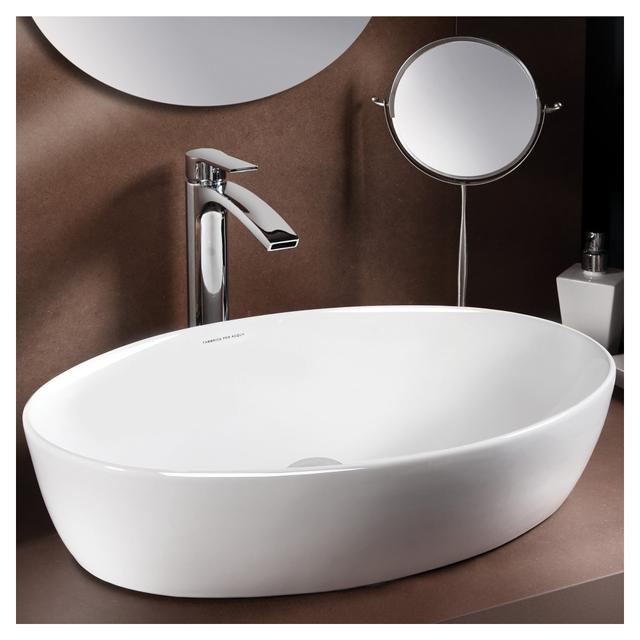 LAVABO D'APPOGGIO SOLE IN CERAMICA BIANCA OVALE 61,7x14x41,1 cm (LxHxP) | Tecnomat LAVABO D'APPOGGIO SOLE IN CERAMICA BIANCA OVALE 61,7x14x41,1 cm (LxHxP) - 2 | Tecnomat