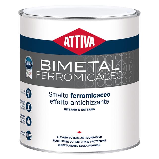 SMALTO ANTIRUGGINE ATTIVA BIMETAL 2,5l NERO GRAFITE GRANA FINE FERROMICACEO 7-8 m² CON1l | Tecnomat SMALTO ANTIRUGGINE ATTIVA BIMETAL 2,5l NERO GRAFITE GRANA FINE FERROMICACEO 7-8 m² CON1l | Tecnomat