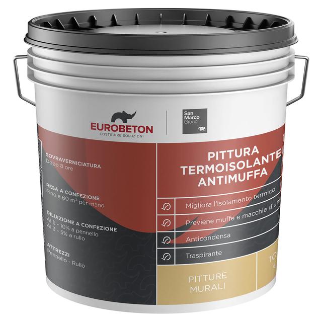 PITTURA TERMOISOLANTE EUROBETON SANMARCO 10 l BIANCO ANTIMUFFA 3 m² CON 1 l A 2 MANI | Tecnomat PITTURA TERMOISOLANTE EUROBETON SANMARCO 10 l BIANCO ANTIMUFFA 3 m² CON 1 l A 2 MANI | Tecnomat