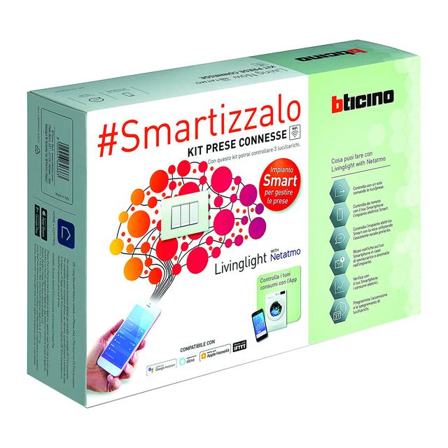 KIT LIVING LIGHT SMART BIANCO CON GATEWAY COMANDO ENTRA-ESCI E 3 MODULI PRESA | Tecnomat KIT LIVING LIGHT SMART BIANCO CON GATEWAY COMANDO ENTRA-ESCI E 3 MODULI PRESA | Tecnomat
