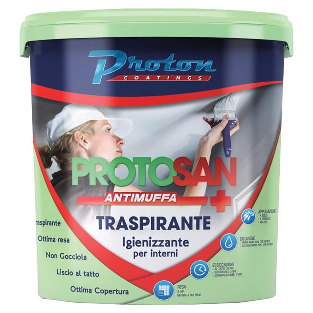 IDROPITTURA ANTIMUFFA PROTON 4 l TRASPIRANTE BIANCA 3-4 m² CON 1 l A 2 MANI | Tecnomat IDROPITTURA ANTIMUFFA PROTON 4 l TRASPIRANTE BIANCA 3-4 m² CON 1 l A 2 MANI | Tecnomat