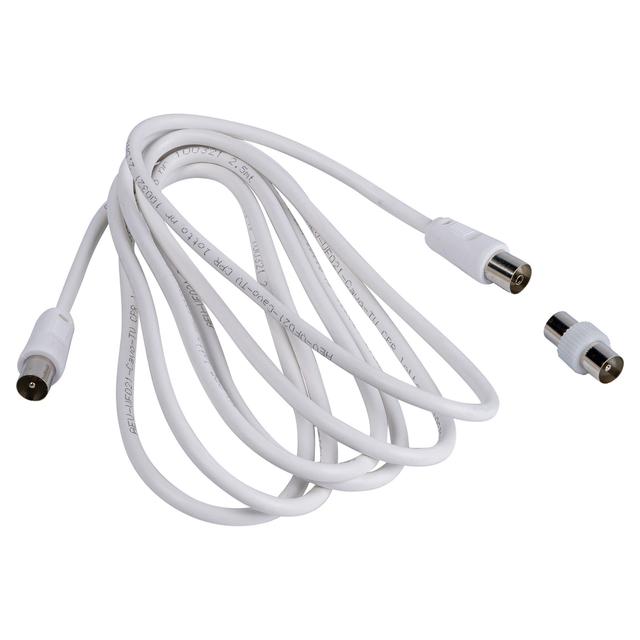 CAVO ANTENNA BIANCO 2,5 m MASCHIO / FEMMINA CON ADATTATORE MASCHIO /MASCHIO | Tecnomat CAVO ANTENNA BIANCO 2,5 m MASCHIO / FEMMINA CON ADATTATORE MASCHIO /MASCHIO | Tecnomat