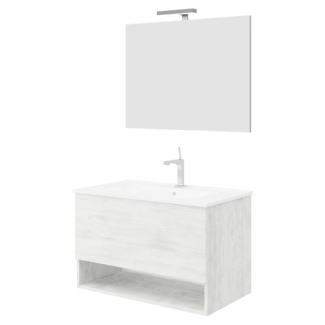MOBILE OSLO 1 CASSETTO 80x53x46cm ROVERE BIANCO LAVABO IN CERAMICA SPECCHIO FILO LUCE | Tecnomat MOBILE OSLO 1 CASSETTO 80x53x46cm ROVERE BIANCO LAVABO IN CERAMICA SPECCHIO FILO LUCE | Tecnomat