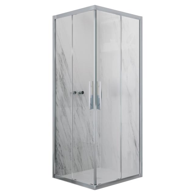 LATO PER ANGOLO ITALIA 97-99 cm H 195 cm VETRO TRASPARENTE 6 mm PROFILI ACCIAIO SPAZZOLATO | Tecnomat LATO PER ANGOLO ITALIA 97-99 cm H 195 cm VETRO TRASPARENTE 6 mm PROFILI ACCIAIO SPAZZOLATO - 2 | Tecnomat