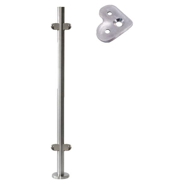 MONTANTE ANCORAGGIO A PAVIMENTO INOX 316 SATINATO 100x100x1000 mm CON 4 PINZE FERMAVETRO 90° | Tecnomat MONTANTE ANCORAGGIO A PAVIMENTO INOX 316 SATINATO 100x100x1000 mm CON 4 PINZE FERMAVETRO 90° - 2 | Tecnomat