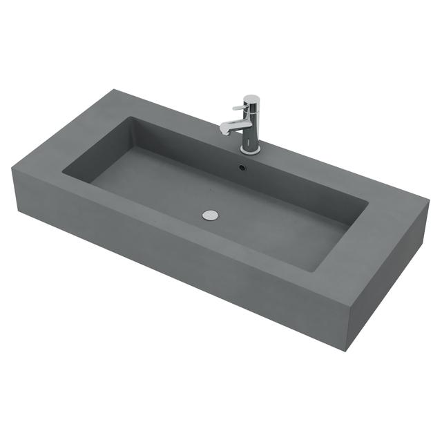 LAVABO MONOBLOCCO 1 VASCA 100x15x46 cm (LxHxP) IN RESINA ANTRACITE | Tecnomat LAVABO MONOBLOCCO 1 VASCA 100x15x46 cm (LxHxP) IN RESINA ANTRACITE - 2 | Tecnomat