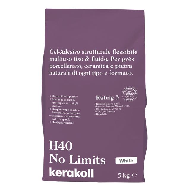 COLLA H40 NO LIMITS 5kg KERAKOLL ALTA DEFORMABILITA' BIANCO | Tecnomat COLLA H40 NO LIMITS 5kg KERAKOLL ALTA DEFORMABILITA' BIANCO | Tecnomat
