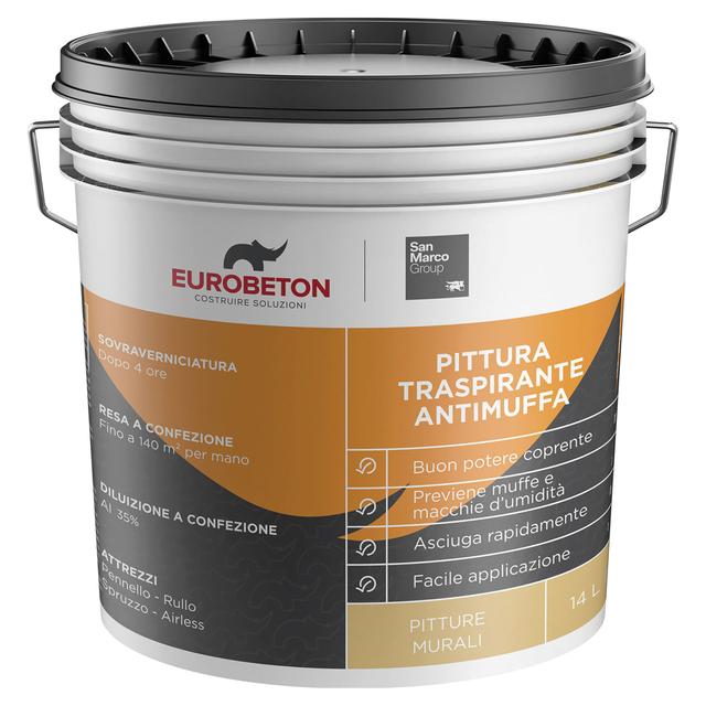 PITTURA ANTIMUFFA EUROBETON SMARCO 14 l BIANCO TRASPIRANTE 4-5 m² CON 1 l A 2 MANI | Tecnomat PITTURA ANTIMUFFA EUROBETON SMARCO 14 l BIANCO TRASPIRANTE 4-5 m² CON 1 l A 2 MANI | Tecnomat