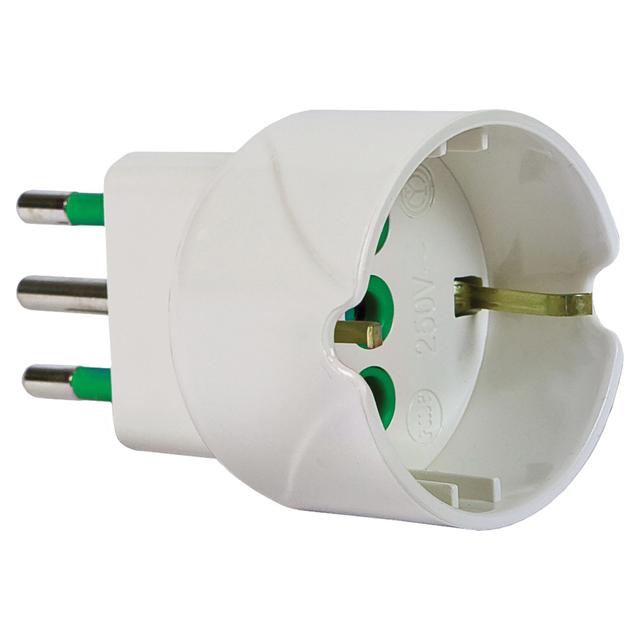 ADATTATORE FANTON SPINA 2P+T 10A 250V CON PRESA SCHUKO 2P+T 16A COLORE BIANCO | Tecnomat ADATTATORE FANTON SPINA 2P+T 10A 250V CON PRESA SCHUKO 2P+T 16A COLORE BIANCO | Tecnomat