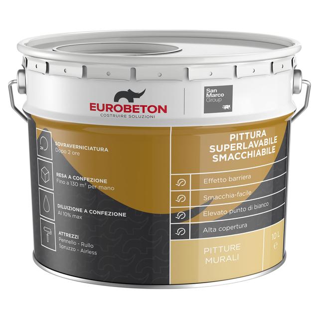 PITTURA SUPERLAVABILE EUROBETON SANMARCO 10 l BIANCO SMACCHIABILE 6-7 m² CON 1 l A 2 MANI | Tecnomat PITTURA SUPERLAVABILE EUROBETON SANMARCO 10 l BIANCO SMACCHIABILE 6-7 m² CON 1 l A 2 MANI | Tecnomat