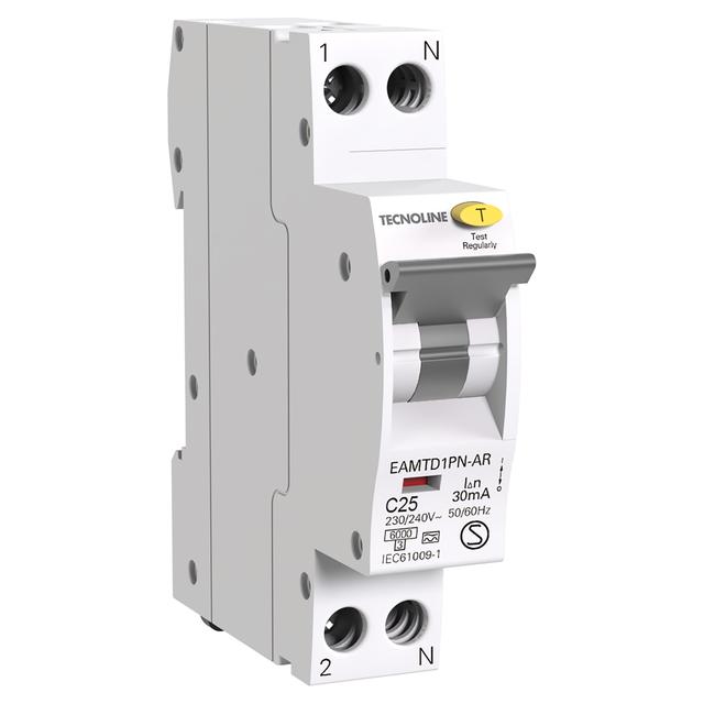 INTERRUTTORE MAGNETOTERMICO TECNOLINE DIFFERENZIALE 1P+N 25A 30mA 6KA 1 MODULO | Tecnomat INTERRUTTORE MAGNETOTERMICO TECNOLINE DIFFERENZIALE 1P+N 25A 30mA 6KA 1 MODULO - 2 | Tecnomat