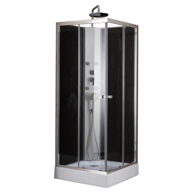 CABINA IDRO ECO BLACK QUADRATA VETRO TRASPARENTE PROFILO CROMATO 80x214x80 cm (LxHxP) | Tecnomat CABINA IDRO ECO BLACK QUADRATA VETRO TRASPARENTE PROFILO CROMATO 80x214x80 cm (LxHxP) - 2 | Tecnomat