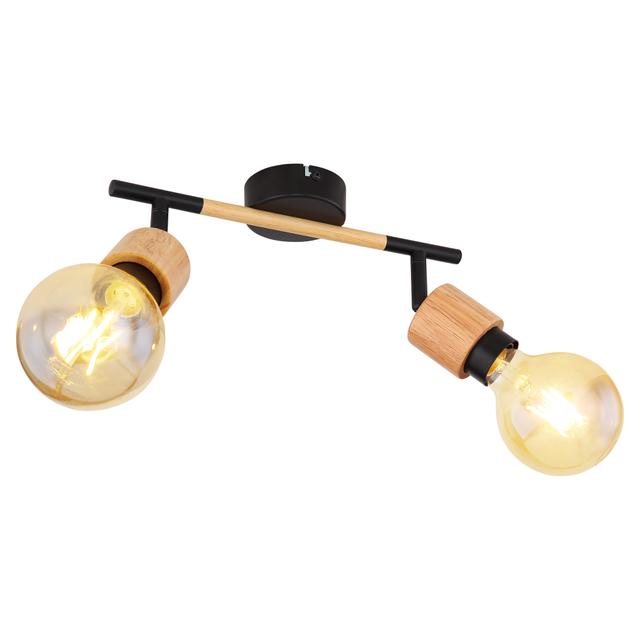 BARRA 2 LUCI JORNA 2xE27 FINO A 40W IN METALLO NERO E LEGNO LAMPADINA NON INCLUSA 230V | Tecnomat BARRA 2 LUCI JORNA 2xE27 FINO A 40W IN METALLO NERO E LEGNO LAMPADINA NON INCLUSA 230V - 2 | Tecnomat