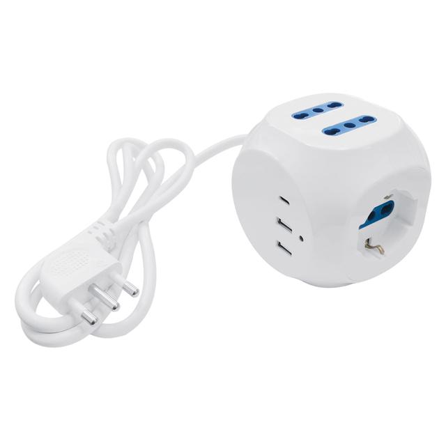 MULTIPRESA CUBO PRESA SCHUKO 10/16A + 4 BIPASSO 10/16A + USB A-C E PROTEZIONE DA SOVRACCARICO | Tecnomat MULTIPRESA CUBO PRESA SCHUKO 10/16A + 4 BIPASSO 10/16A + USB A-C E PROTEZIONE DA SOVRACCARICO | Tecnomat