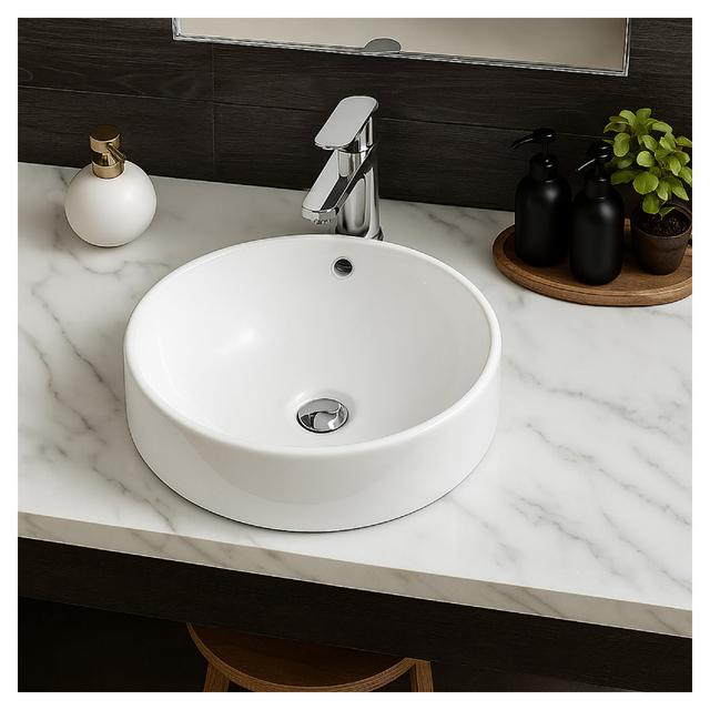 LAVABO SEMINCASSO DUNA CERAMICA BIANCO TONDO Ø 47x18 cm (LxHxP) | Tecnomat LAVABO SEMINCASSO DUNA CERAMICA BIANCO TONDO Ø 47x18 cm (LxHxP) - 2 | Tecnomat