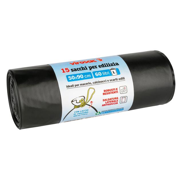 SACCO NERO VIROSAC 50x90 cm PER RIFIUTI EDILI 65 l LDPE ROTOLO DA 15 PEZZI | Tecnomat SACCO NERO VIROSAC 50x90 cm PER RIFIUTI EDILI 65 l LDPE ROTOLO DA 15 PEZZI - 2 | Tecnomat