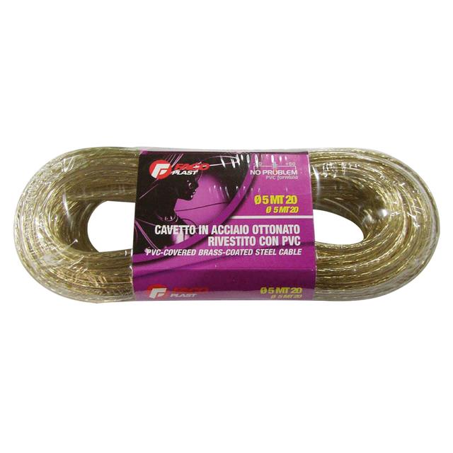 CAVO ACCIAIO OTTONATO FA.CO.PLAST Ø 5 mm 20 m RIVESTITO PVC TRASPARENTE | Tecnomat CAVO ACCIAIO OTTONATO FA.CO.PLAST Ø 5 mm 20 m RIVESTITO PVC TRASPARENTE | Tecnomat