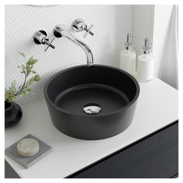 LAVABO APPOGGIO VANCOUVER MINERALMARMO NERO OPACO TONDO 38x12,4 cm (ØxH) | Tecnomat LAVABO APPOGGIO VANCOUVER MINERALMARMO NERO OPACO TONDO 38x12,4 cm (ØxH) | Tecnomat