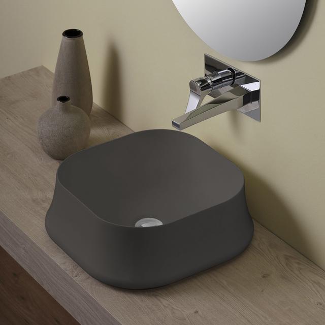 LAVABO D'APPOGGIO SIMAS SHARP06 CERAMICA ANTRACITE MATT QUADRATO 42x16x42 cm (LxHxP) | Tecnomat LAVABO D'APPOGGIO SIMAS SHARP06 CERAMICA ANTRACITE MATT QUADRATO 42x16x42 cm (LxHxP) - 2 | Tecnomat