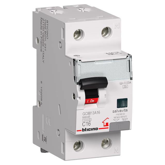 MAGNETOTERMICO DIFFERENZIALE 16A TIPO A 003 4,5KA BTICINO 2 MODULI GC8813A16 | Tecnomat MAGNETOTERMICO DIFFERENZIALE 16A TIPO A 003 4,5KA BTICINO 2 MODULI GC8813A16 - 2 | Tecnomat