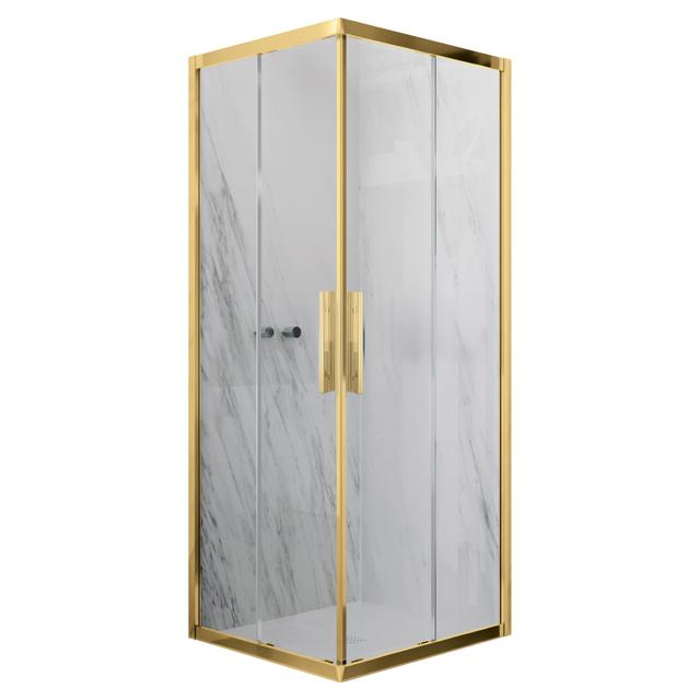 LATO PER ANGOLO ITALIA 97-99 cm H 195 cm VETRO TRASPARENTE 6 mm PROFILI ORO SPAZZOLATO | Tecnomat LATO PER ANGOLO ITALIA 97-99 cm H 195 cm VETRO TRASPARENTE 6 mm PROFILI ORO SPAZZOLATO - 2 | Tecnomat