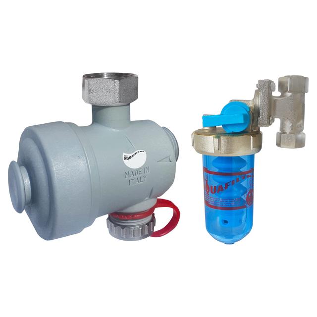 KIT PROTEZIONE CALDAIA AQUAFILTRA DEFANGATORE MAGNETICO 500 µ DOSATORE POLIFOSFATI BYPASS | Tecnomat KIT PROTEZIONE CALDAIA AQUAFILTRA DEFANGATORE MAGNETICO 500 µ DOSATORE POLIFOSFATI BYPASS | Tecnomat