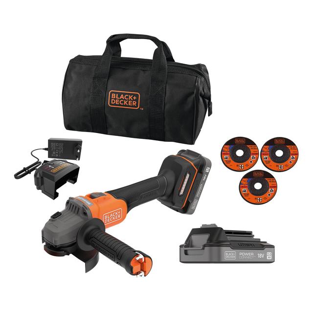 SMERIGLIATRICE B&D 115 mm 18V BCG6L8D2SQW 2 BATTERIE 2Ah BRUSHLESS CARICABATTERIE 3,9 kg | Tecnomat SMERIGLIATRICE B&D 115 mm 18V BCG6L8D2SQW 2 BATTERIE 2Ah BRUSHLESS CARICABATTERIE 3,9 kg - 2 | Tecnomat
