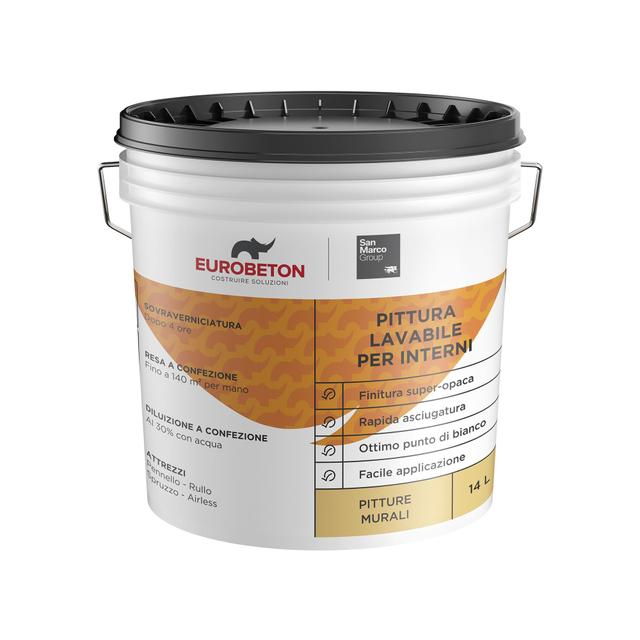 PITTURA LAVABILE EUROBETON SANMARCO 14l BIANCO OPACO PER INTERNI 5-6 m² CON 1 l A 2 MANI | Tecnomat PITTURA LAVABILE EUROBETON SANMARCO 14l BIANCO OPACO PER INTERNI 5-6 m² CON 1 l A 2 MANI | Tecnomat