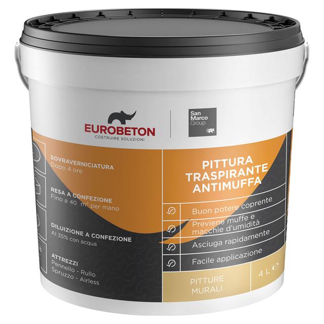 PITTURA ANTIMUFFA EUROBETON SMARCO 4 l BIANCO TRASPIRANTE 4-5 m² CON 1 l A 2 MANI | Tecnomat PITTURA ANTIMUFFA EUROBETON SMARCO 4 l BIANCO TRASPIRANTE 4-5 m² CON 1 l A 2 MANI | Tecnomat