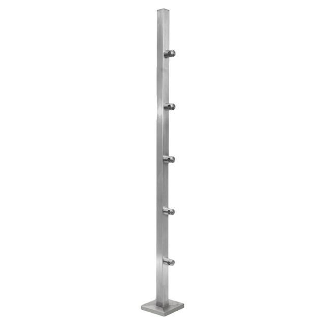 MONTANTE ANCORAGGIO A PAVIMENTO INOX 316 SATINATO 40x40x1000 mm PER 5 TONDINI Ø 12 mm | Tecnomat MONTANTE ANCORAGGIO A PAVIMENTO INOX 316 SATINATO 40x40x1000 mm PER 5 TONDINI Ø 12 mm - 2 | Tecnomat
