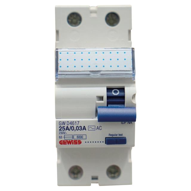 INTERRUTTORE DIFFERENZIALE PURO GEWISS 2P 25A 30mA AC | Tecnomat INTERRUTTORE DIFFERENZIALE PURO GEWISS 2P 25A 30mA AC - 2 | Tecnomat