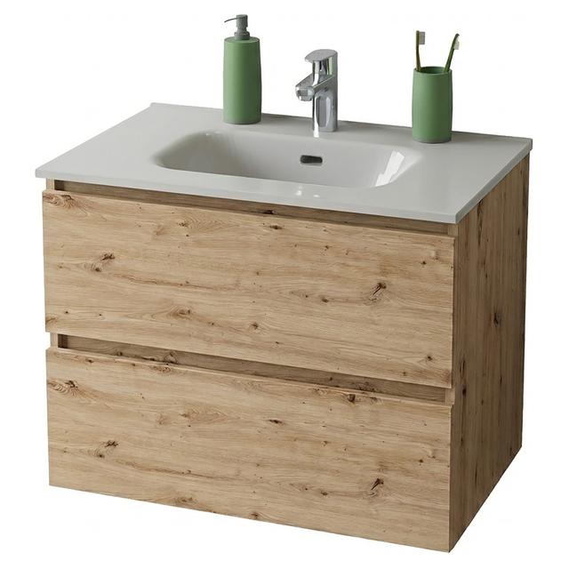 BASE PORTA LAVABO AQUA 2 CASSETTI ROVERE NODATO E LAVABO IN CERAMICA BIANCA 71x55,5x46cm (LxHxP) | Tecnomat BASE PORTA LAVABO AQUA 2 CASSETTI ROVERE NODATO E LAVABO IN CERAMICA BIANCA 71x55,5x46cm (LxHxP) - 2 | Tecnomat