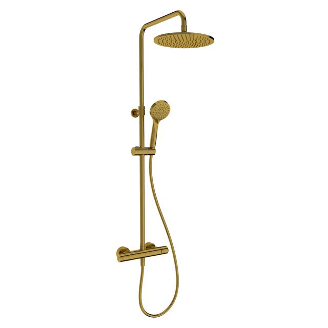 COLONNA DOCCIA HUBER LODGE 1 GETTO ORO SPAZZOLATO SOFFIONE INOX Ø 250mm MISCELAT TERMOSTATICO | Tecnomat COLONNA DOCCIA HUBER LODGE 1 GETTO ORO SPAZZOLATO SOFFIONE INOX Ø 250mm MISCELAT TERMOSTATICO | Tecnomat