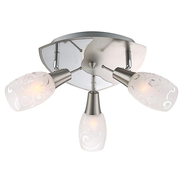 PLAFO AVENUE 3 FARETTI 3x40W MAX E14 IN NICKEL MATT E CROMO, VETRO OPALE SATINATO CON DECORI | Tecnomat PLAFO AVENUE 3 FARETTI 3x40W MAX E14 IN NICKEL MATT E CROMO, VETRO OPALE SATINATO CON DECORI - 2 | Tecnomat