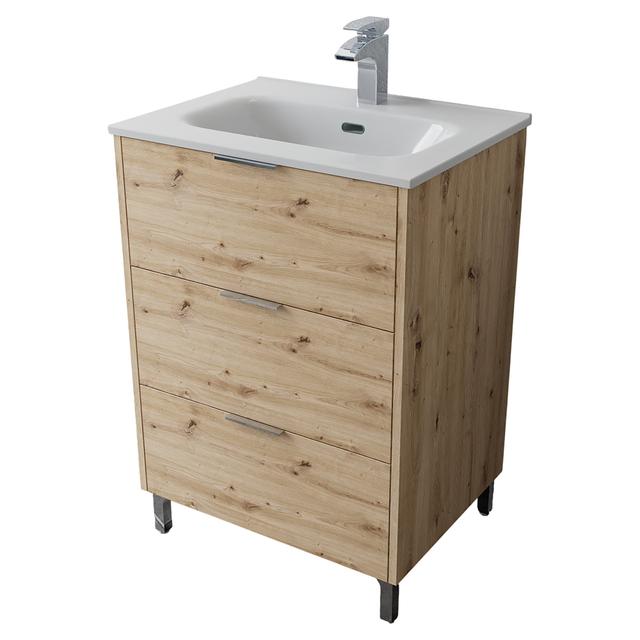 BASE CON LAVABO RIO ROVERE 3 CASSETTI 60x85x46 cm (LxHxP) SOFT CLOSE MANIGLIA ACCIAIO | Tecnomat BASE CON LAVABO RIO ROVERE 3 CASSETTI 60x85x46 cm (LxHxP) SOFT CLOSE MANIGLIA ACCIAIO - 2 | Tecnomat