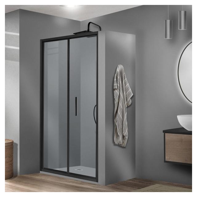PORTA DOCCIA FENIS PIEGHEVOLE 88-92 cm H190cm VETRO TRASPARENTE 6mm PROFILI METALLO NERO | Tecnomat PORTA DOCCIA FENIS PIEGHEVOLE 88-92 cm H190cm VETRO TRASPARENTE 6mm PROFILI METALLO NERO - 2 | Tecnomat