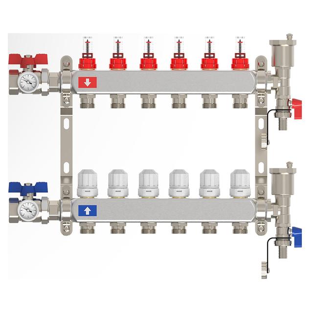 COLLETTORE PREMONTATO TECOM INOX 304 PER IMPIANTO RADIANTE INGRESSO 1'' 6 VIE 3/4'' EUROKONO | Tecnomat COLLETTORE PREMONTATO TECOM INOX 304 PER IMPIANTO RADIANTE INGRESSO 1'' 6 VIE 3/4'' EUROKONO | Tecnomat