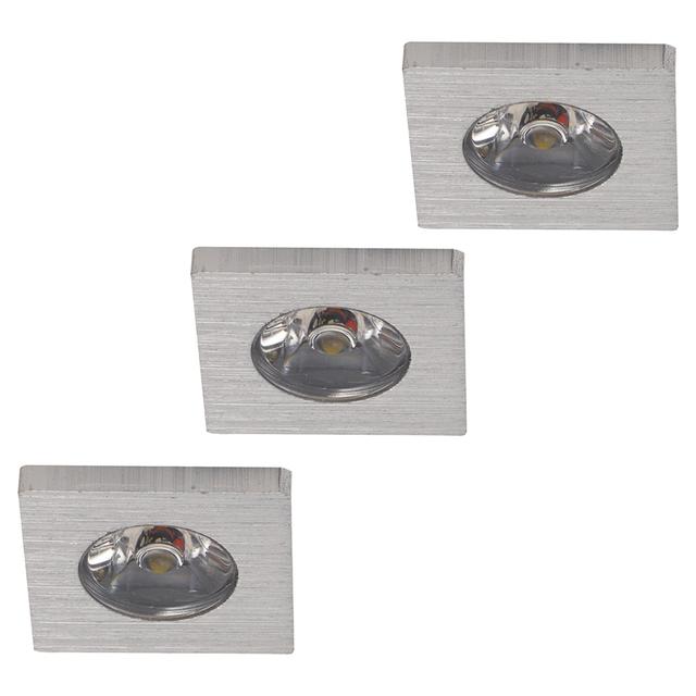 KIT 3 FARETTI LED AD INCASSO ASSO 3X1W 3X80 lumen SILVER QUADRATI 4000K 3,2x3,2x2,2 cm | Tecnomat KIT 3 FARETTI LED AD INCASSO ASSO 3X1W 3X80 lumen SILVER QUADRATI 4000K 3,2x3,2x2,2 cm | Tecnomat