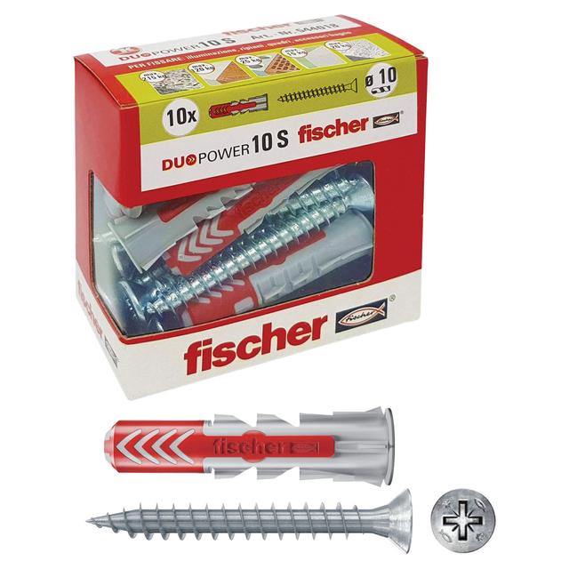 TASSELLI DUOPOWER BI-MATERIALE FISCHER 10SY 10x50 mm 10 PEZZI CON VITE 7x60 mm | Tecnomat TASSELLI DUOPOWER BI-MATERIALE FISCHER 10SY 10x50 mm 10 PEZZI CON VITE 7x60 mm | Tecnomat