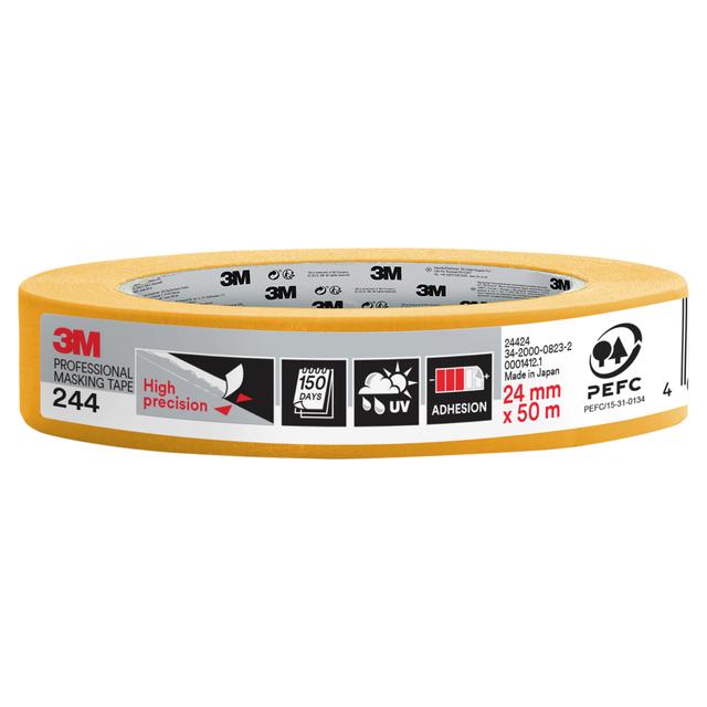NASTRO MASCHERATURA 3M 244 24mm x 50m GIALLO ANTIGOCCIA RESISTE FINO 150 GIORNI | Tecnomat NASTRO MASCHERATURA 3M 244 24mm x 50m GIALLO ANTIGOCCIA RESISTE FINO 150 GIORNI - 2 | Tecnomat